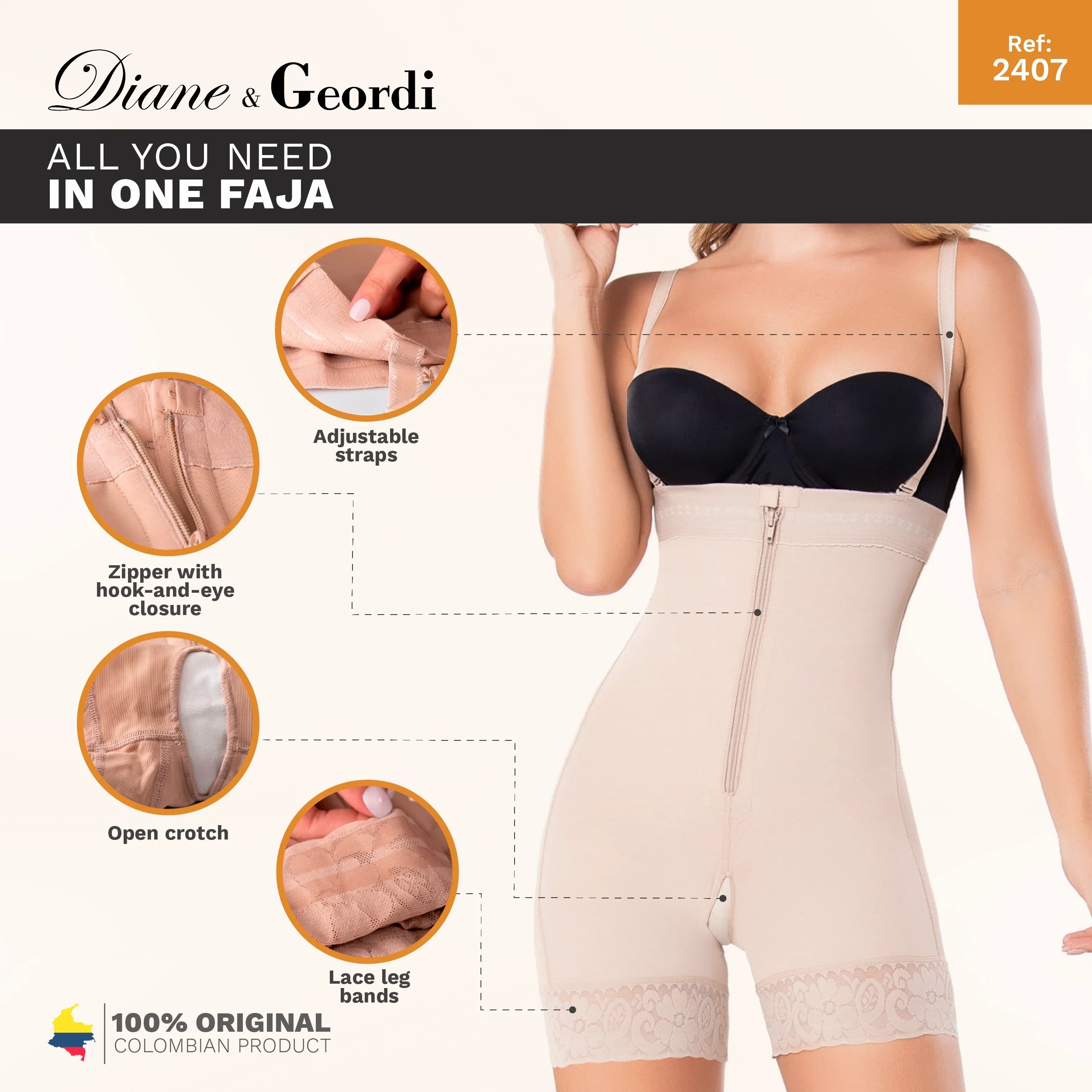 Colombian Open-Bust Faja | Diane & Geordi DAG002407