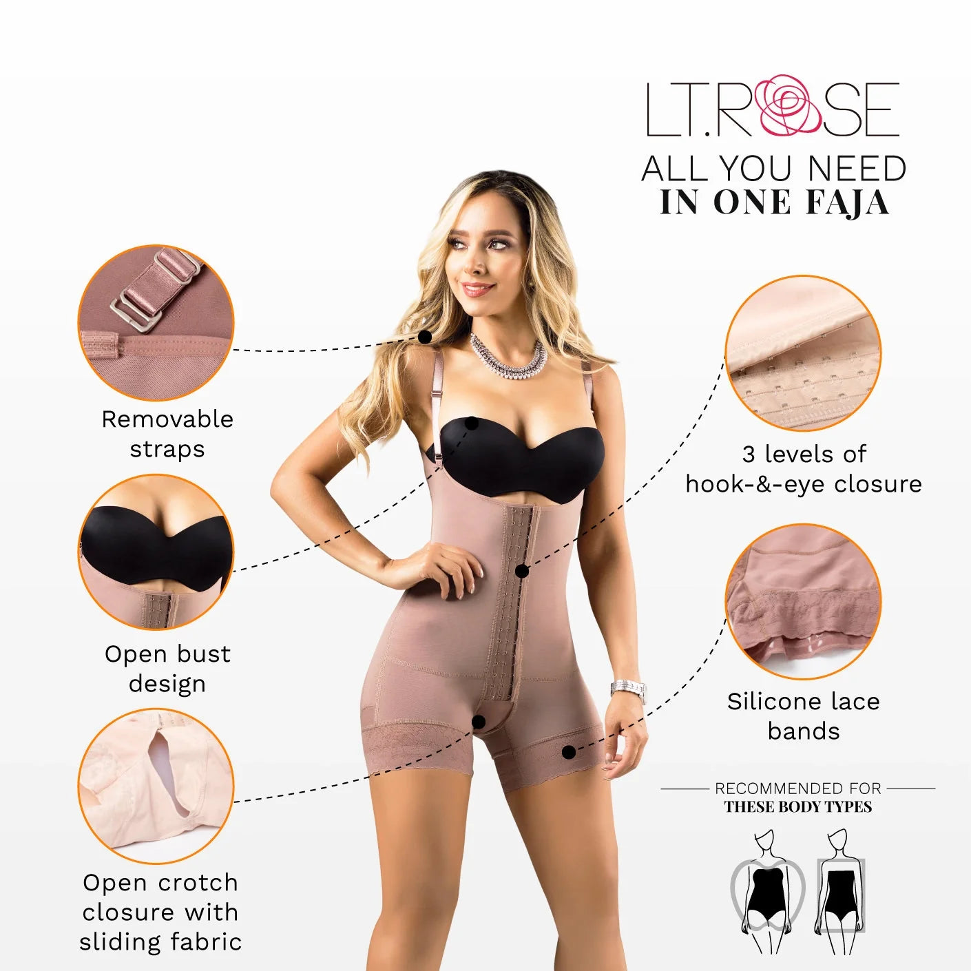 LT.ROSE 21113 Colombian Butt Lifter Body Shaper | Butt Lifter Girdle | Laty Rose