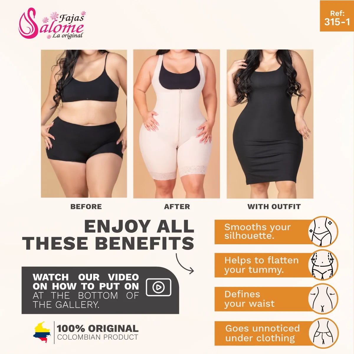 Colombian Waist Cincher | Fajas Salome 3151CCB