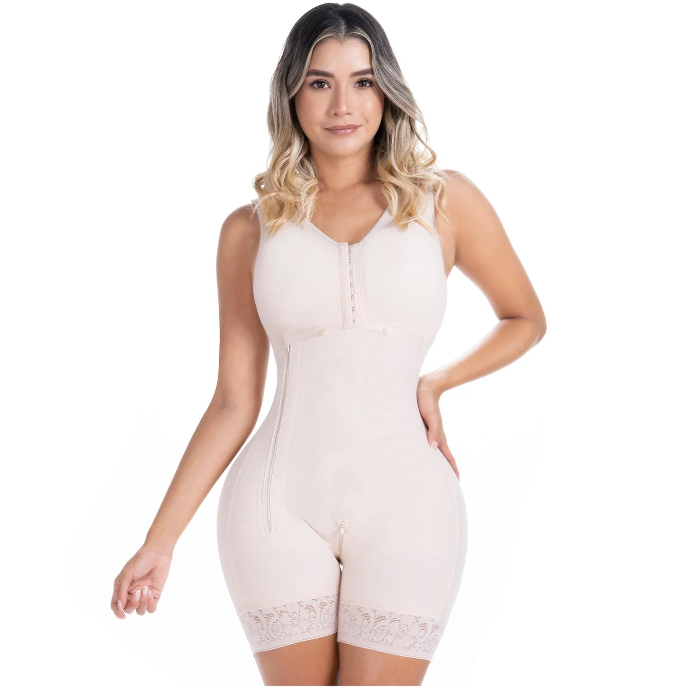 Postpartum Natural Birth Faja partially removable built-in bra Zippered crotch | Stage 2 | Sonryse
