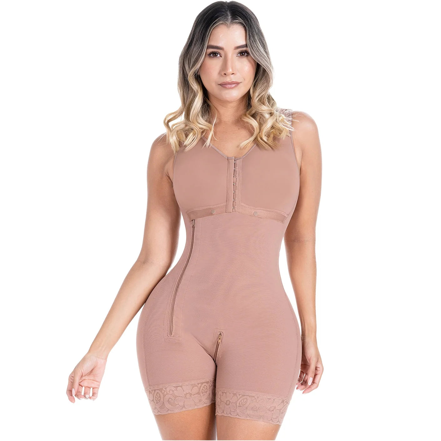 Postpartum Natural Birth Faja partially removable built-in bra Zippered crotch | Stage 2 | Sonryse