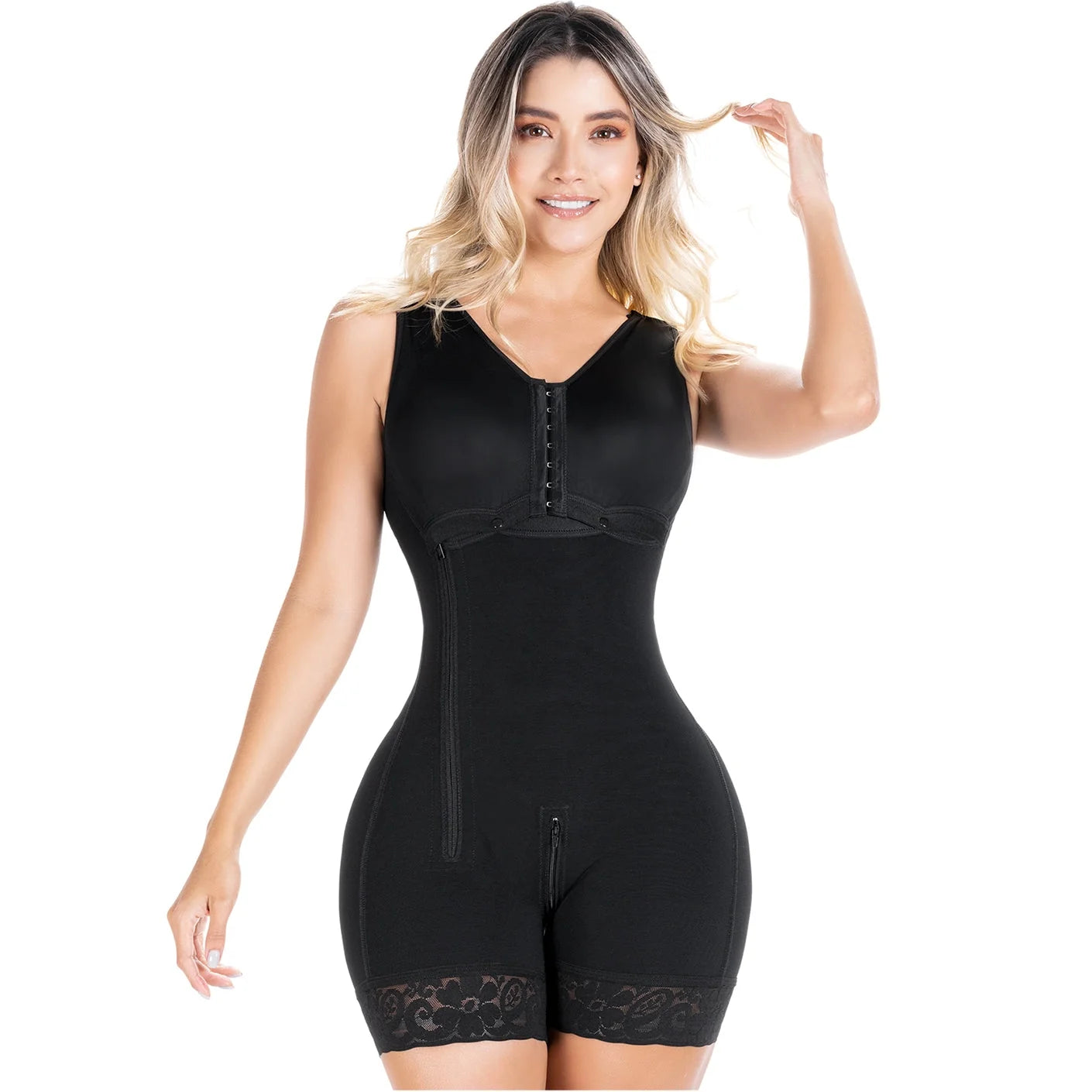 Postpartum Natural Birth Faja partially removable built-in bra Zippered crotch | Stage 2 | Sonryse