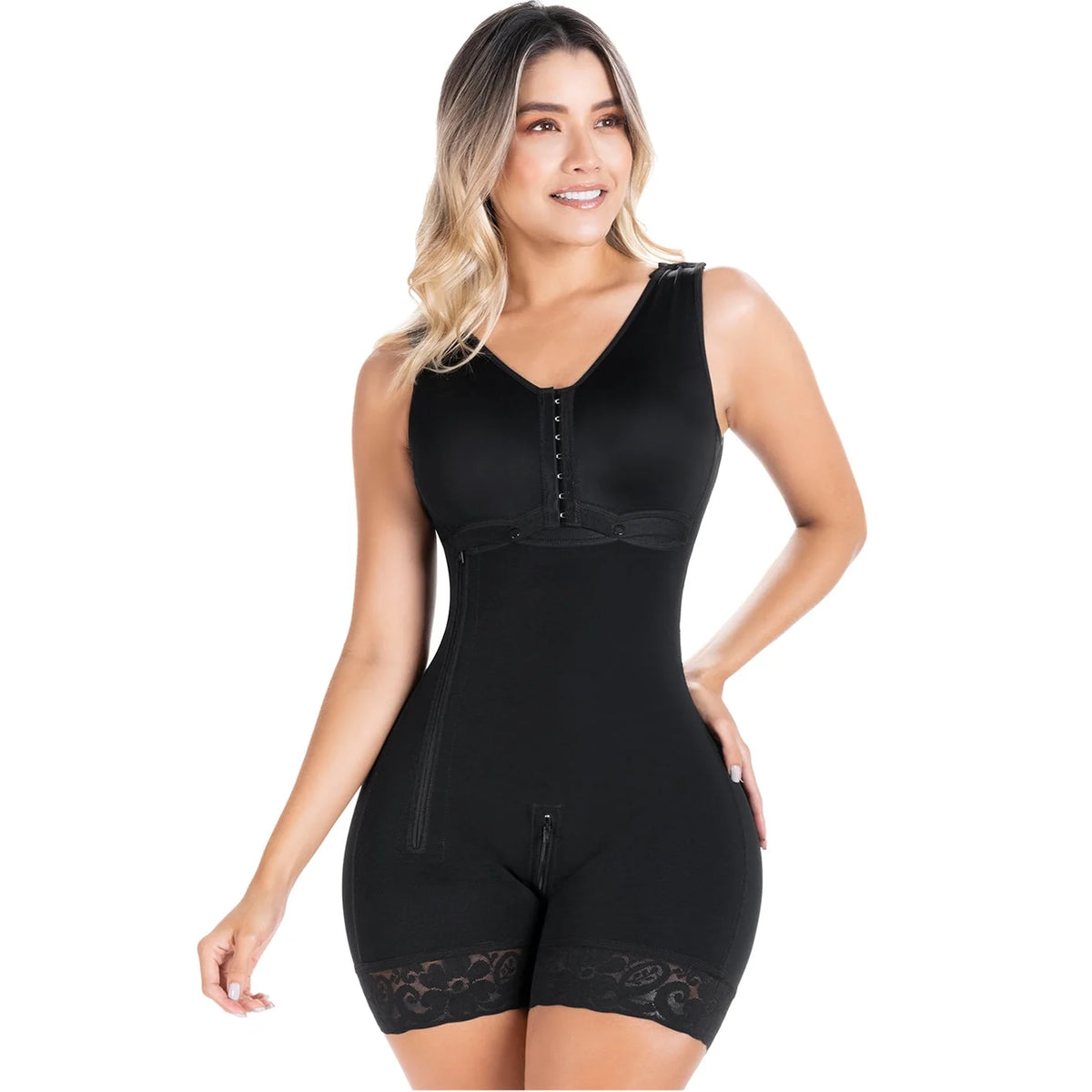 Postpartum Natural Birth Faja partially removable built-in bra Zippered crotch | Stage 2 | Sonryse