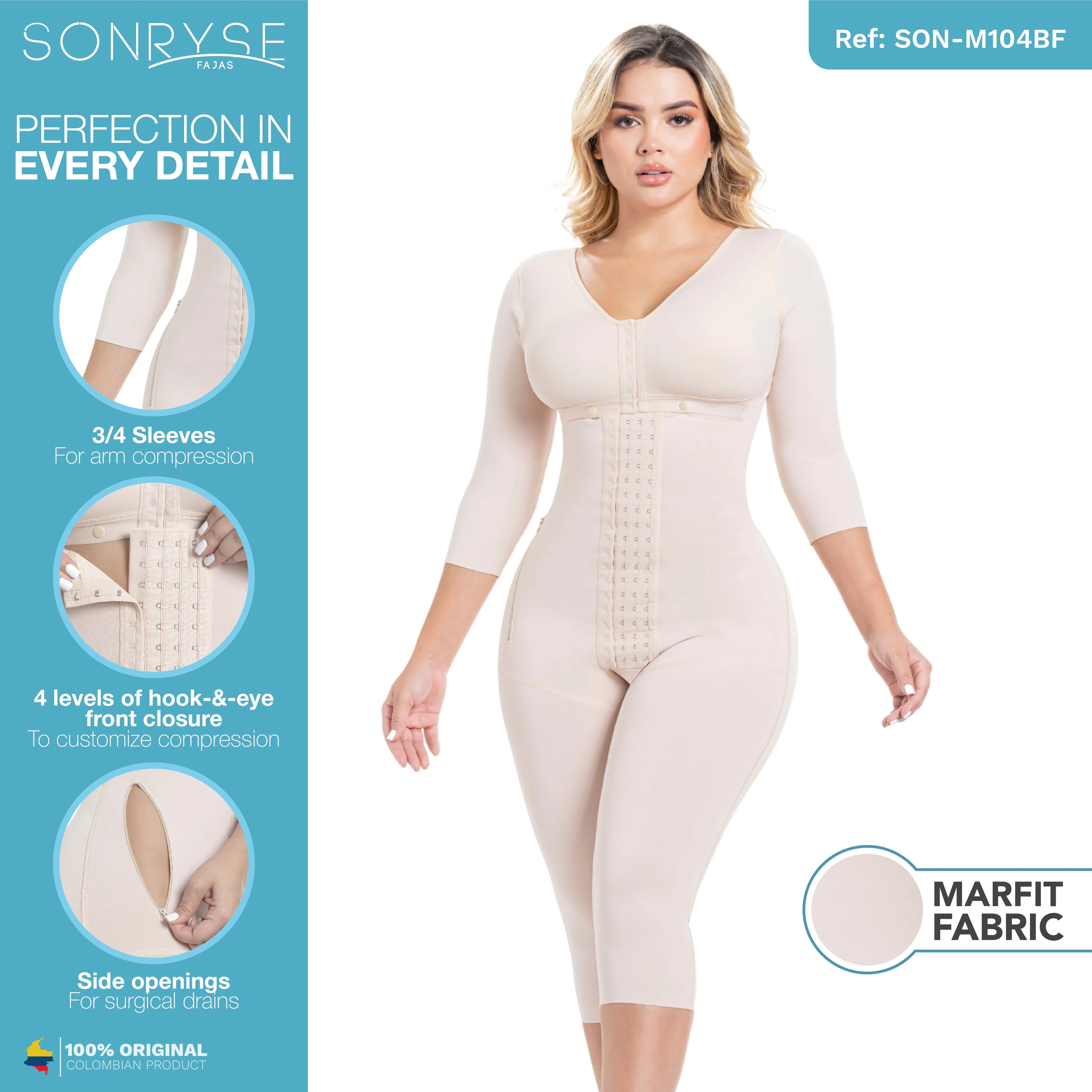 Post Surgery Stage 1 BBL Compression Garment Colombian Girdles Sonryse M104BF