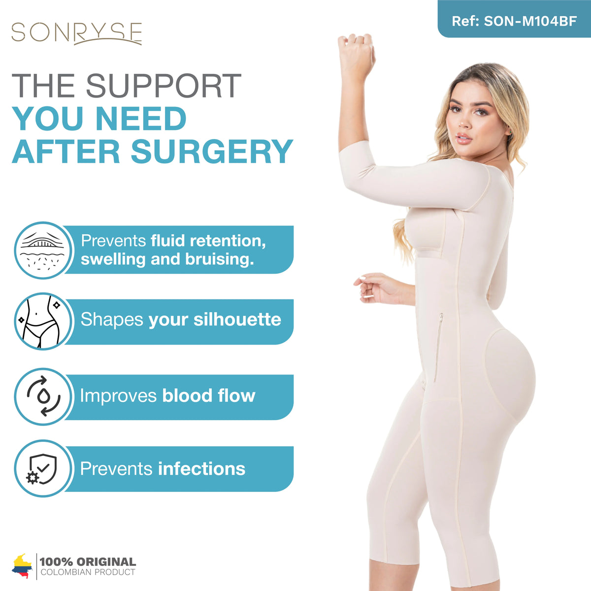 Post Surgery Stage 1 BBL Compression Garment Colombian Girdles Sonryse M104BF